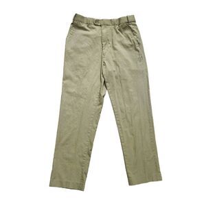 Peter Christian pants men's 32x28* measured green Flat Front Slacks 100% cotton